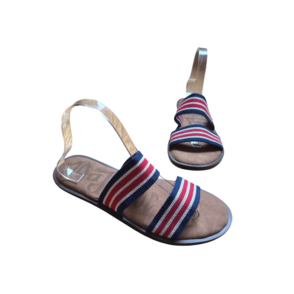 Mad Love Womens Red White Blue Striped Double Strap Slide Sandals Size 8
